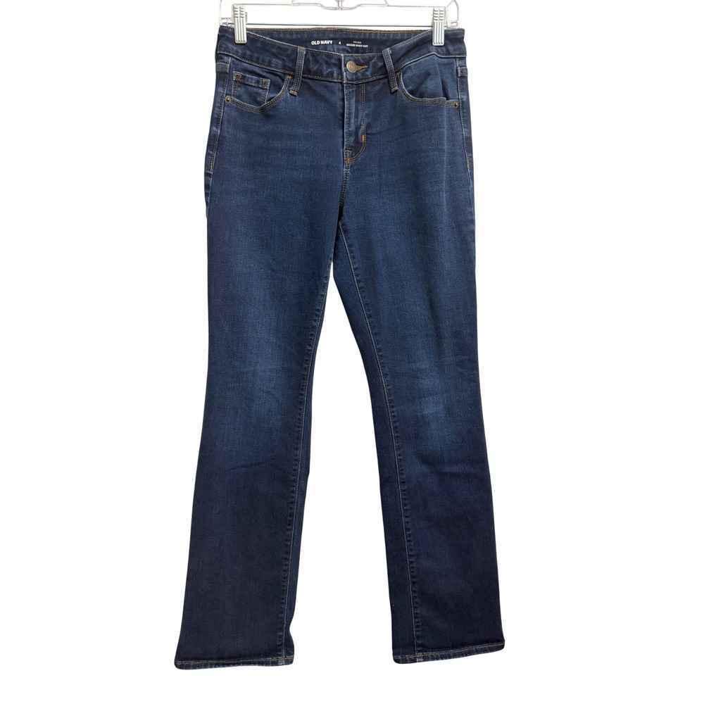 Old Navy Kicker Boot-Cut Jeans Womens 4 Dark Wash Mid-Rise Denim Blue Classic